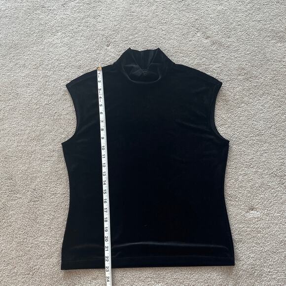 Vintage 90s The Limited Black Velvet Mock Neck Sleeveless Blouse Size Large - Picture 6 of 6